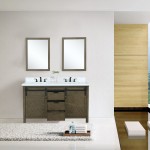 Marsyas 60" Rustic Brown Double Vanity, White Quartz Top, White Square Sinks and 24" Mirrors