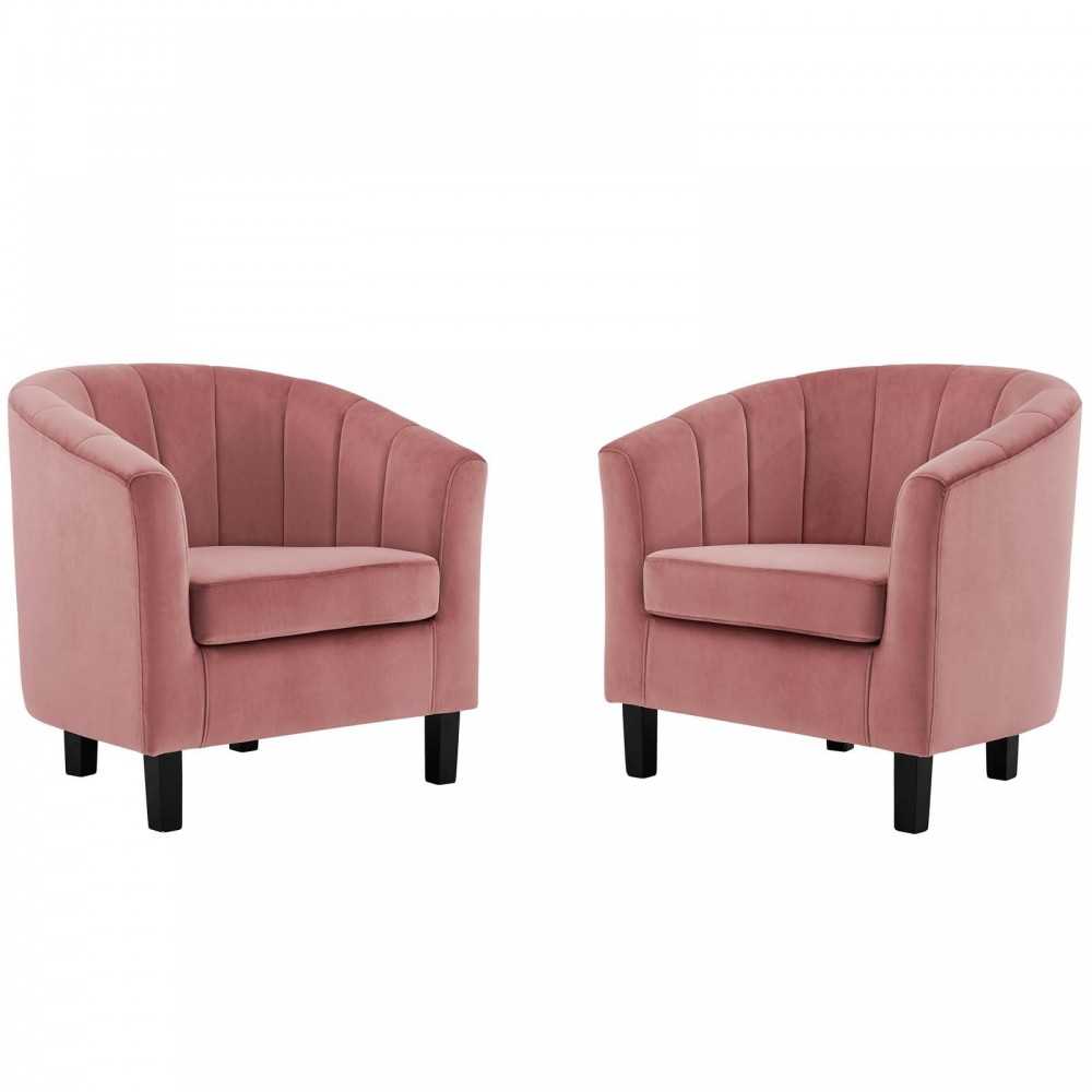 Prospect Channel Tufted Performance Velvet Armchair Set of 2