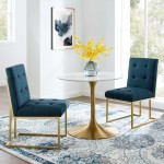 Privy Gold Stainless Steel Upholstered Fabric Dining Accent Chair Set of 2