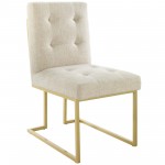 Privy Gold Stainless Steel Upholstered Fabric Dining Accent Chair Set of 2