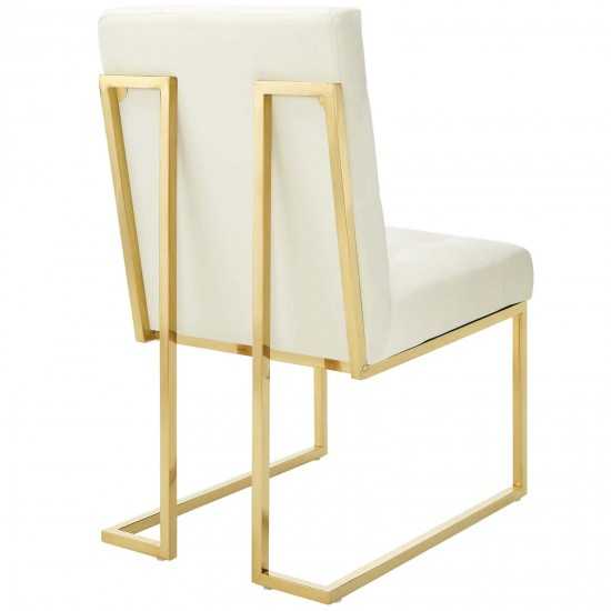 Privy Gold Stainless Steel Performance Velvet Dining Chair Set of 2