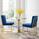 Privy Gold Stainless Steel Performance Velvet Dining Chair Set of 2