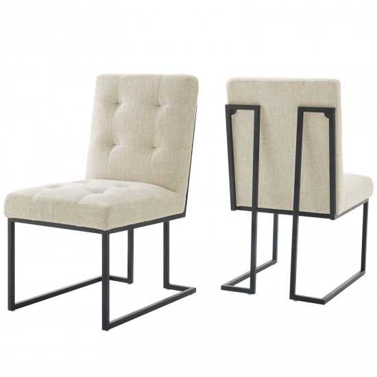 Privy Black Stainless Steel Upholstered Fabric Dining Chair Set of 2