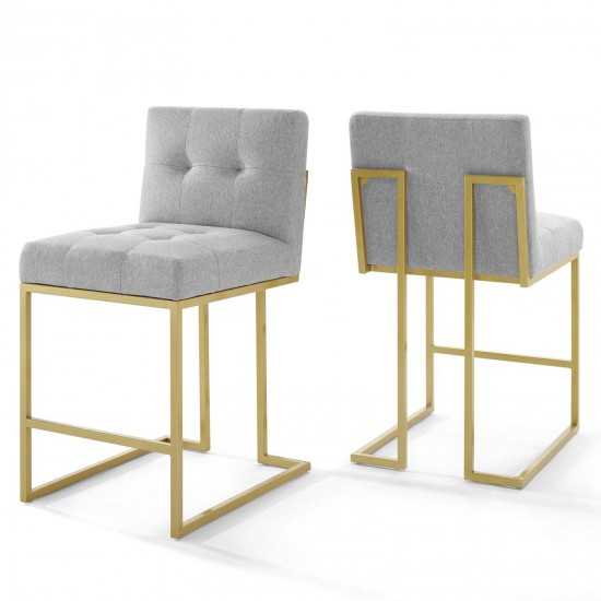 Privy Gold Stainless Steel Upholstered Fabric Counter Stool Set of 2