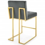 Privy Gold Stainless Steel Performance Velvet Counter Stool Set of 2