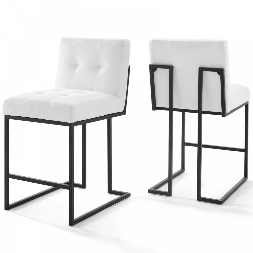 Privy Black Stainless Steel Upholstered Fabric Counter Stool Set of 2 Privy Black Stainless Steel Upholstered Fabric Counter Stool Set of 2