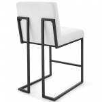 Privy Black Stainless Steel Upholstered Fabric Counter Stool Set of 2