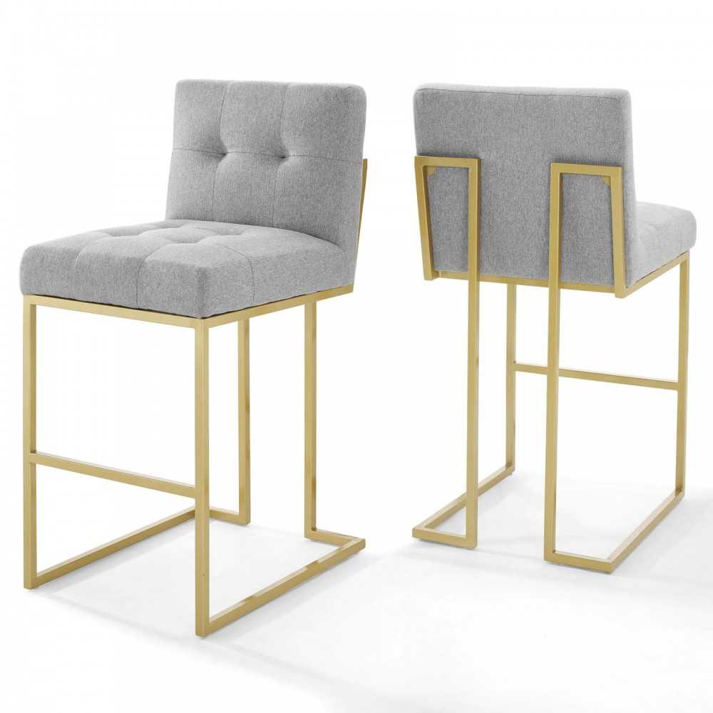 Privy Gold Stainless Steel Performance Velvet Bar Stool Set of 2 Privy Gold Stainless Steel Performance Velvet Bar Stool Set of 2