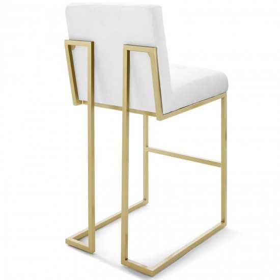 Privy Gold Stainless Steel Performance Velvet Bar Stool Set of 2