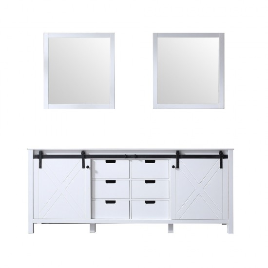 Marsyas 80" White Double Vanity, no Top and 30" Mirrors