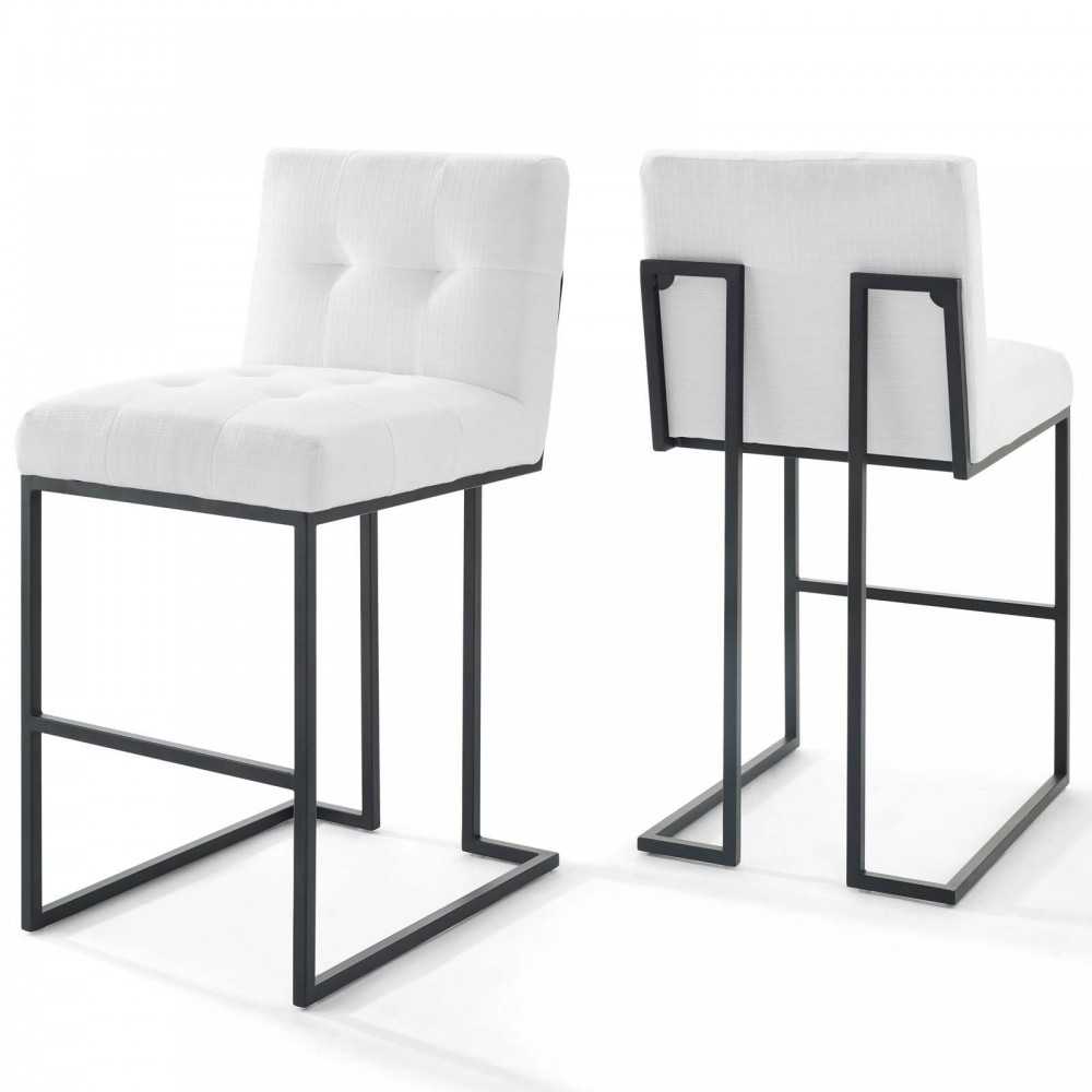 Privy Black Stainless Steel Upholstered Fabric Bar Stool Set of 2 Privy Black Stainless Steel Upholstered Fabric Bar Stool Set of 2