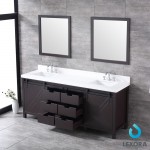 Marsyas 80" Brown Double Vanity, White Quartz Top, White Square Sinks and 30" Mirrors