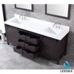 Marsyas 80" Brown Double Vanity, White Quartz Top, White Square Sinks and 30" Mirrors