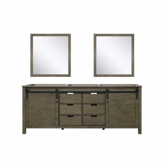 Marsyas 80" Rustic Brown Double Vanity, no Top and 30" Mirrors