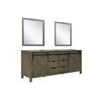 Marsyas 80" Rustic Brown Double Vanity, no Top and 30" Mirrors