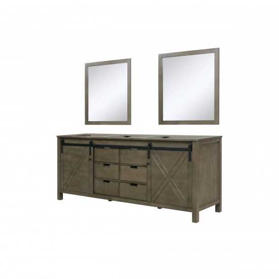 Marsyas 80" Rustic Brown Double Vanity, no Top and 30" Mirrors