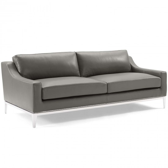 Harness Stainless Steel Base Leather Sofa and Loveseat Set