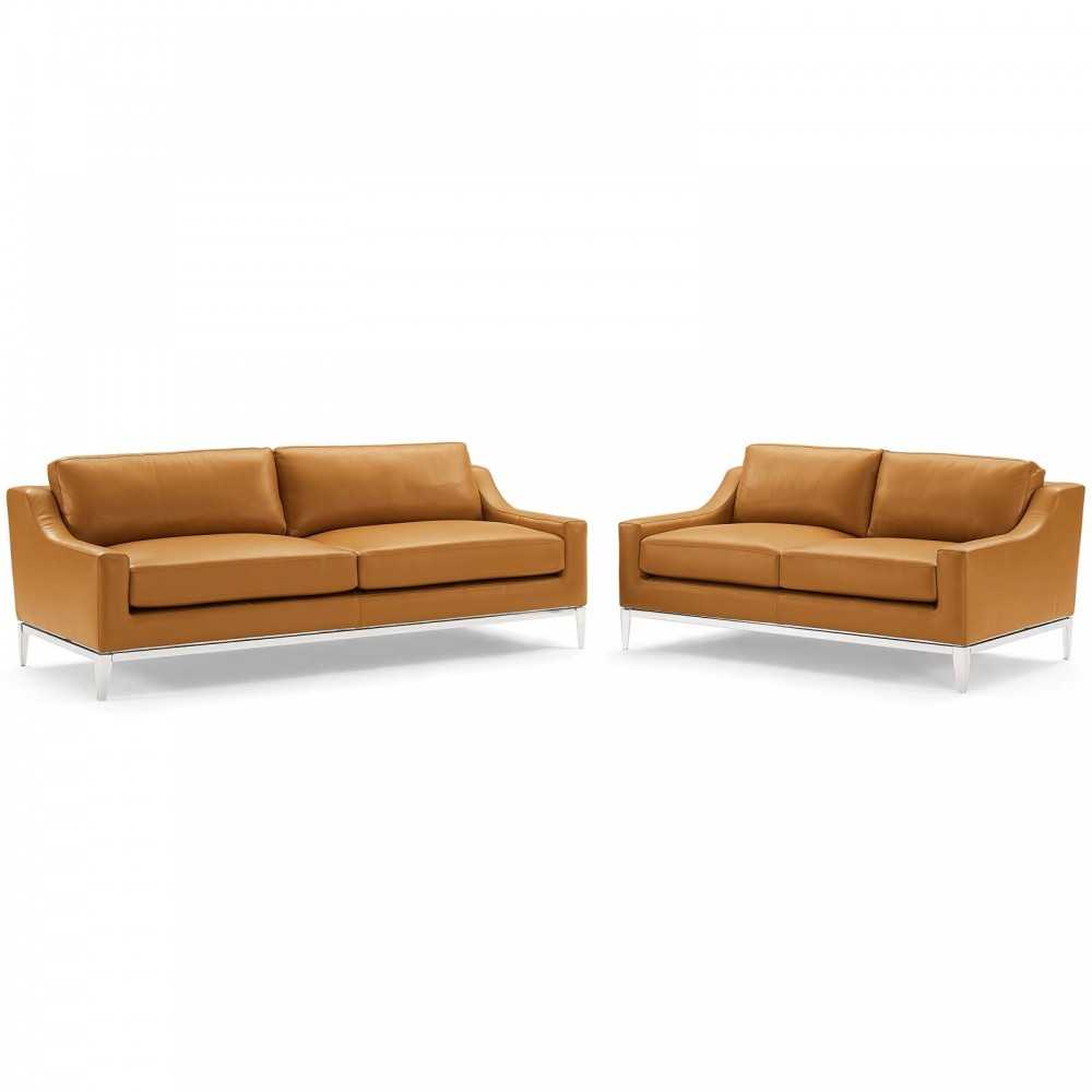 Harness Stainless Steel Base Leather Sofa and Loveseat Set Harness Stainless Steel Base Leather Sofa and Loveseat Set