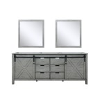 Marsyas 80" Ash Grey Double Vanity, no Top and 30" Mirrors