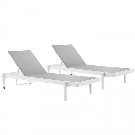 Charleston Outdoor Patio Aluminum Chaise Lounge Chair Set of 2