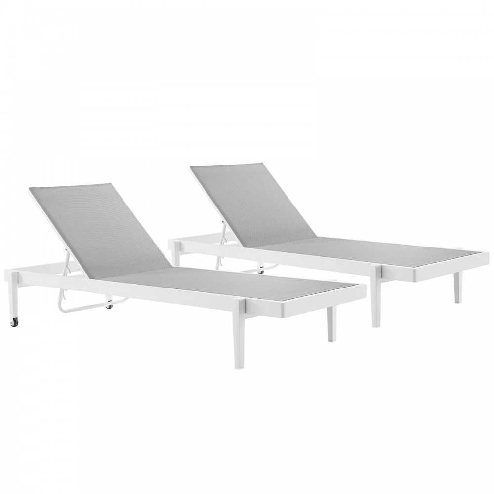 Charleston Outdoor Patio Aluminum Chaise Lounge Chair Set of 2