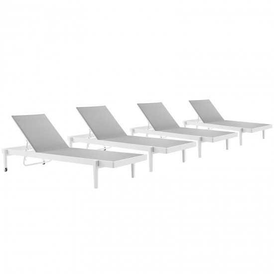 Charleston Outdoor Patio Aluminum Chaise Lounge Chair Set of 4