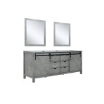 Marsyas 80" Ash Grey Double Vanity, no Top and 30" Mirrors