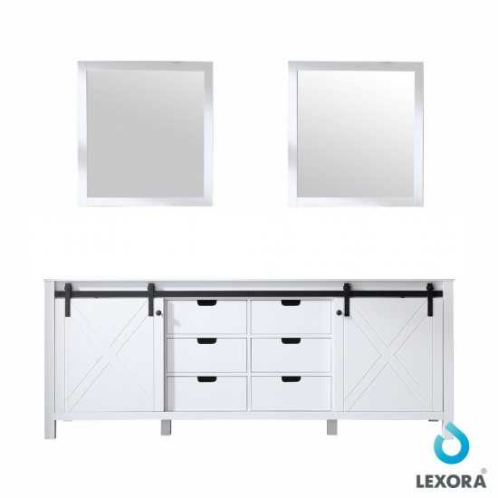 Marsyas 84" White Double Vanity, no Top and 34" Mirrors