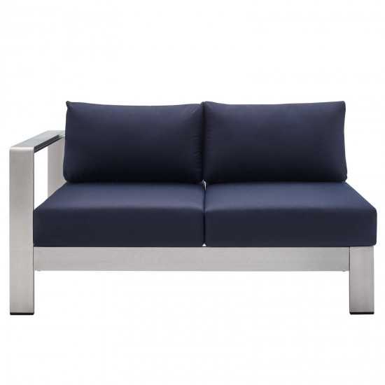 Shore Sunbrella® Fabric Aluminum Outdoor Patio Left-Arm Loveseat