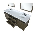 Marsyas 84" Rustic Brown Double Vanity, White Quartz Top, White Square Sinks and 34" Mirrors