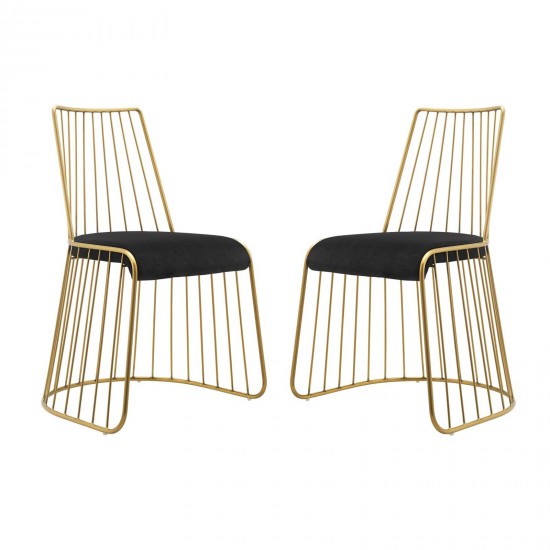 Rivulet Gold Stainless Steel Performance Velvet Dining Chair Set of 2