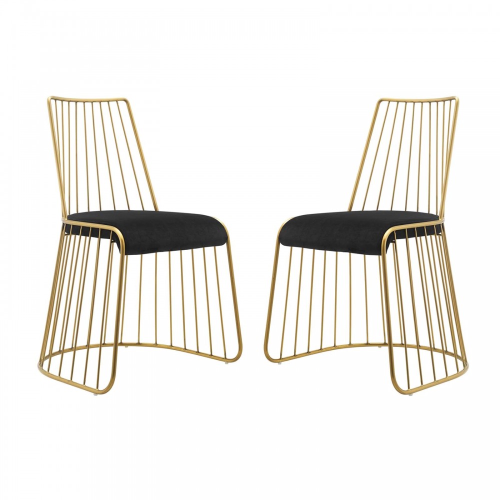 Rivulet Gold Stainless Steel Performance Velvet Dining Chair Set of 2 Rivulet Gold Stainless Steel Performance Velvet Dining Chair Set of 2