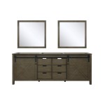 Marsyas 84" Rustic Brown Double Vanity, no Top and 34" Mirrors