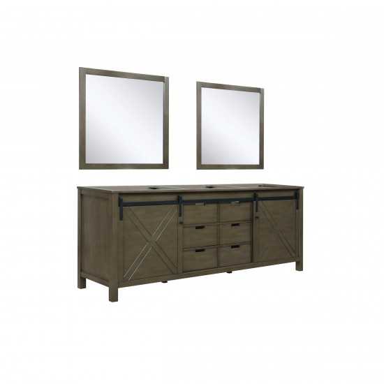 Marsyas 84" Rustic Brown Double Vanity, no Top and 34" Mirrors