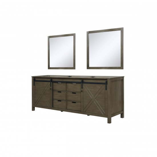 Marsyas 84" Rustic Brown Double Vanity, no Top and 34" Mirrors