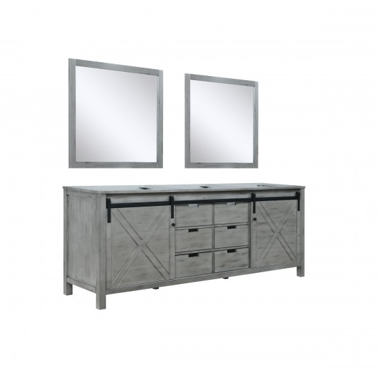 Marsyas 84" Ash Grey Double Vanity, no Top and 34" Mirrors