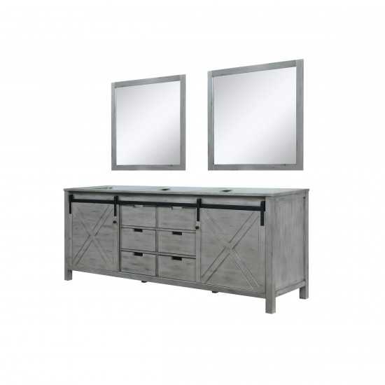 Marsyas 84" Ash Grey Double Vanity, no Top and 34" Mirrors