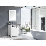 Marsyas Veluti 30" White Single Vanity, Grey Quartz Top, White Square Sink and 28" Mirror
