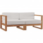 Upland Outdoor Patio Teak Wood 2-Piece Sectional Sofa Loveseat