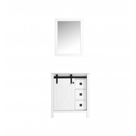 Marsyas Veluti 30" White Single Vanity, no Top and 28" Mirror