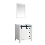 Marsyas Veluti 30" White Single Vanity, no Top and 28" Mirror
