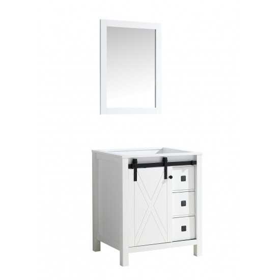 Marsyas Veluti 30" White Single Vanity, no Top and 28" Mirror