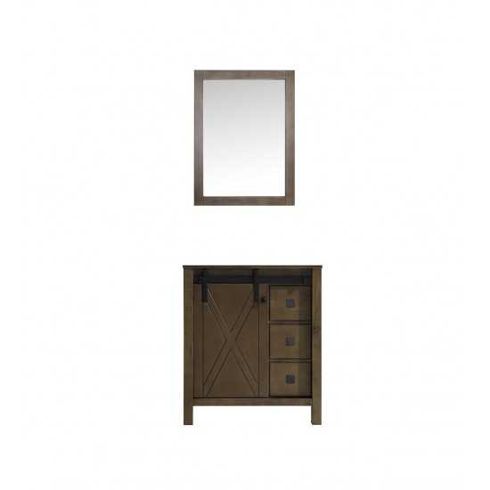 Marsyas Veluti 30" Rustic Brown Single Vanity, no Top and 28" Mirror