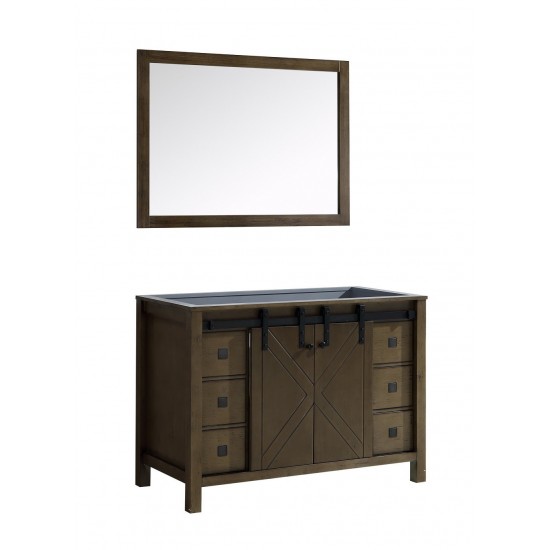 Marsyas Veluti 48" Rustic Brown Single Vanity, no Top and 44" Mirror