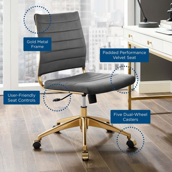 Jive Armless Mid Back Performance Velvet Office Chair