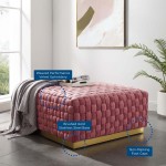 Florence Square Performance Velvet Ottoman