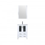 Volez 24" White Single Vanity, Integrated Top, White Integrated Square Sink and 22" Mirror