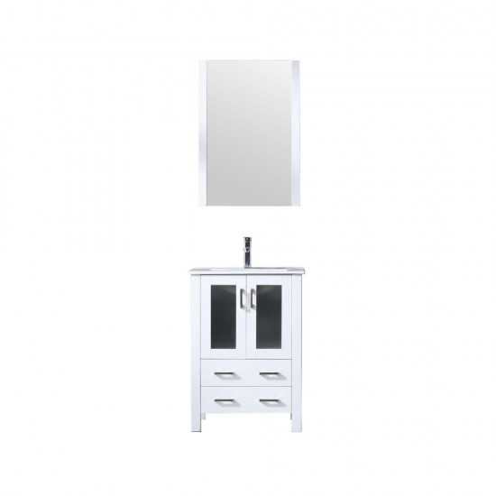 Volez 24" White Single Vanity, Integrated Top, White Integrated Square Sink and 22" Mirror