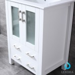 Volez 24" White Single Vanity, Integrated Top, White Integrated Square Sink and 22" Mirror