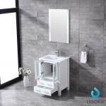 Volez 24" White Single Vanity, Integrated Top, White Integrated Square Sink and 22" Mirror